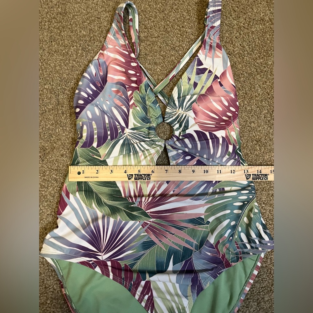 Bleu Rod Beattie Monstera Leaf One Piece Swimsuit size 12 - Picture 7 of 16